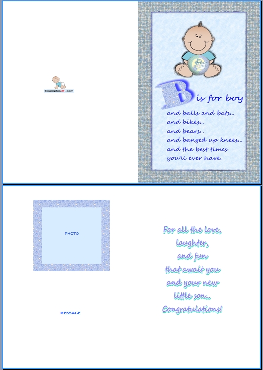 Example Baby Birth Card:B Is For Boy